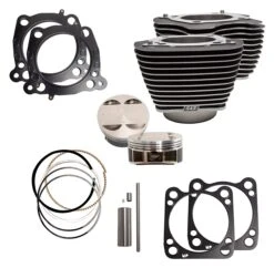 S&S Cycle 128" Big Bore Kit For Harley 114" Milwaukee Eight 2017-2023 -Motorcycle Accessories ss cycle128 big bore kit for harley114 milwaukee eight20172023 blackw highlighted fins